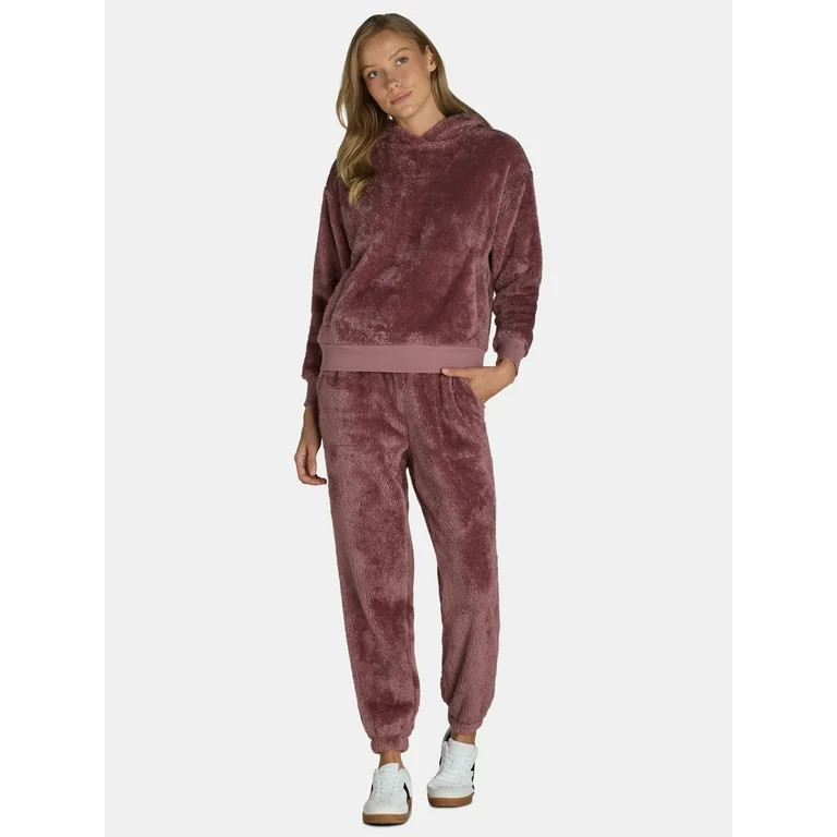 Time and Tru Women's Teddy Fleece Hoodie and Joggers Set, 2-Piece, Sizes XS- XXXL | Walmart (US)
