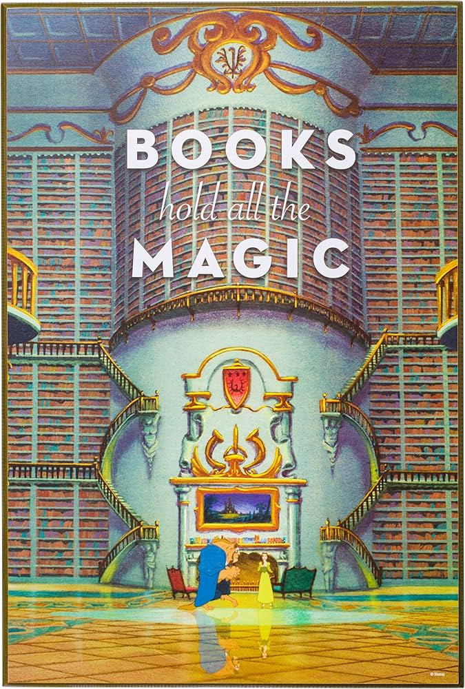 Silver Buffalo Disney Beauty and The Beast Belle Library Books Hold All The Magic Gel Coat Framed... | Amazon (US)