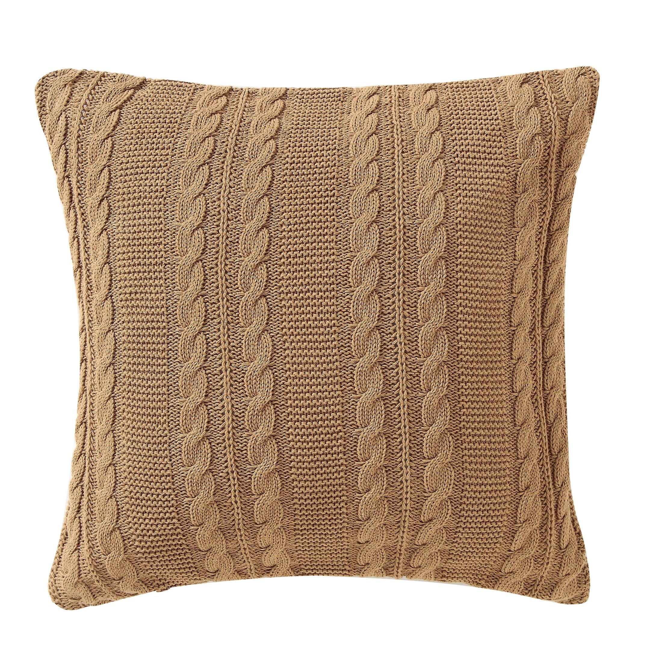 VCNY Home Dublin Cable Knit Square Decorative Throw Pillow, 18" x 18", Taupe | Walmart (US)