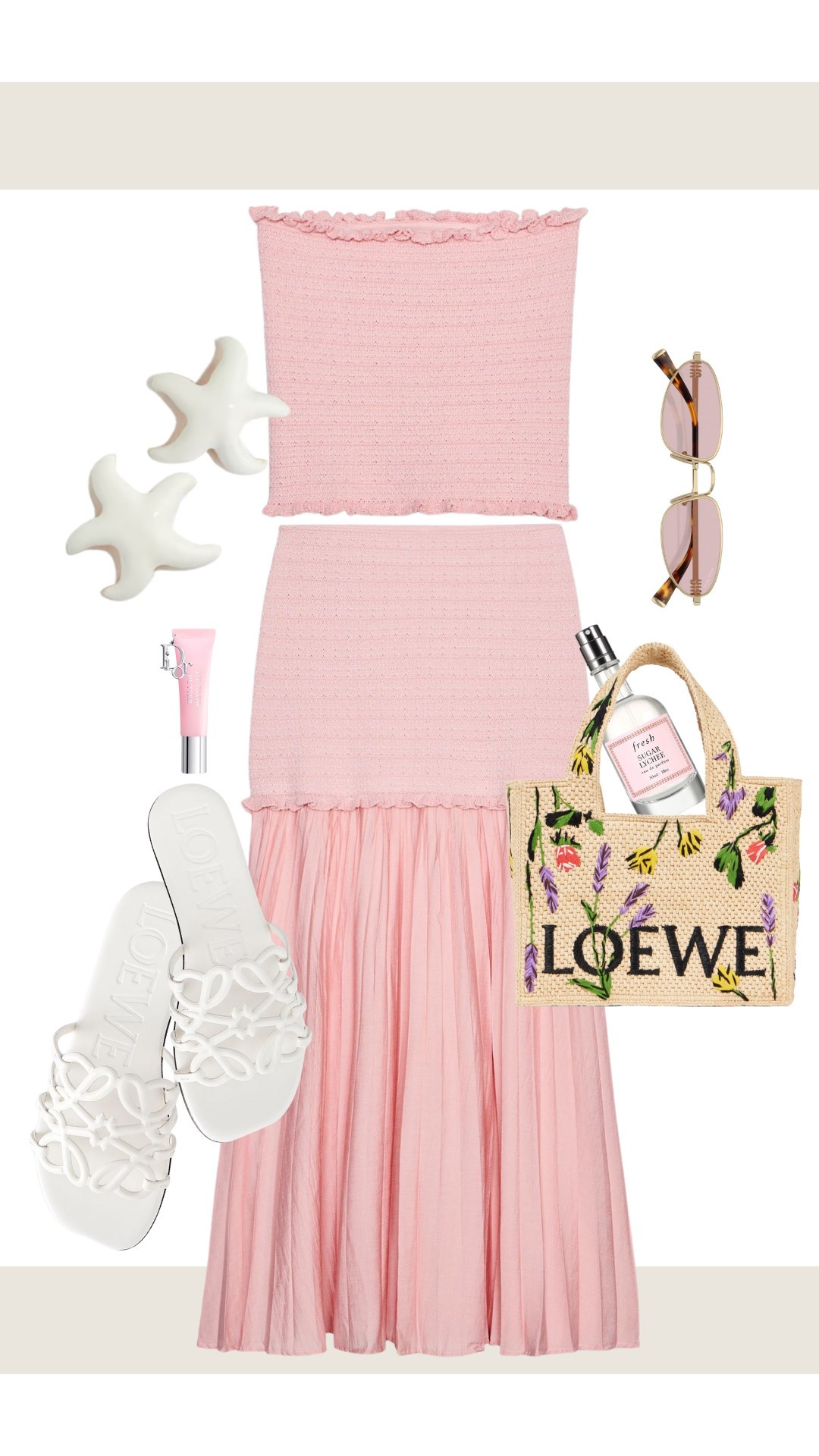 Pink co-ord set 💗
Knit bandeu top and matching maxi skirt, Loewe bag & sludes, Miu Miu sunglasses & starfish earrings. Holiday outfit, summer outfit, vacation style, beach wear, zara.

#LTKsummer #LTKuk #LTKtravel