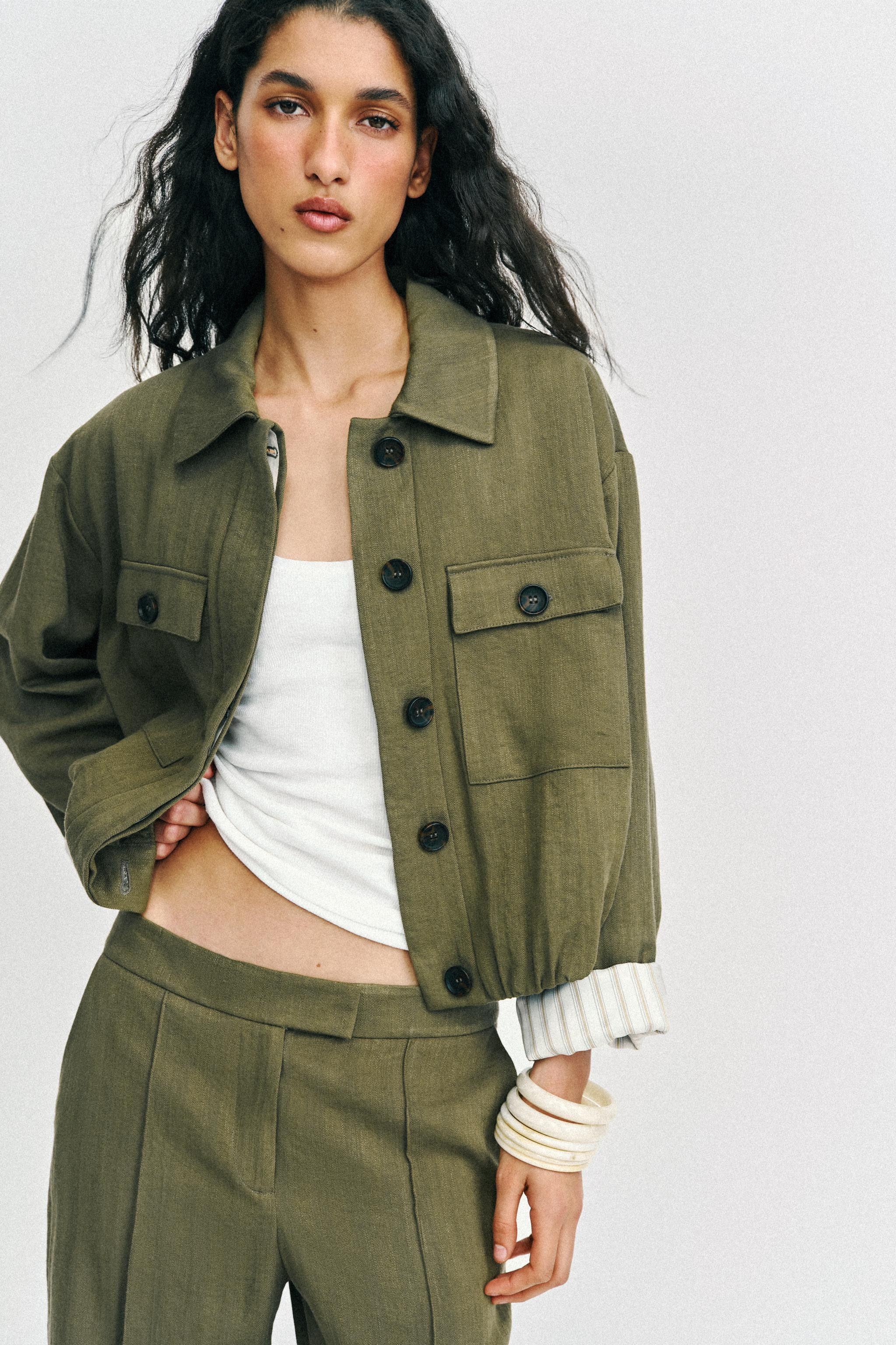 SHORT JACKET WITH ROLLED-UP SLEEVES | Zara US