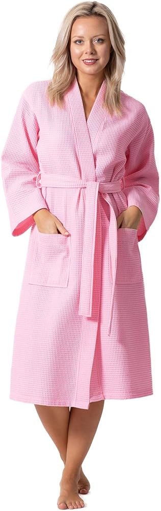 Turkish Linen Waffle Knit Lightweight Kimono Spa & Bath Robes for Women - Quick Dry - Soft | Amazon (US)