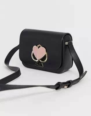 Kate Spade – Umhängetasche aus schwarzem Leder mit kleinem Logo | ASOS DE