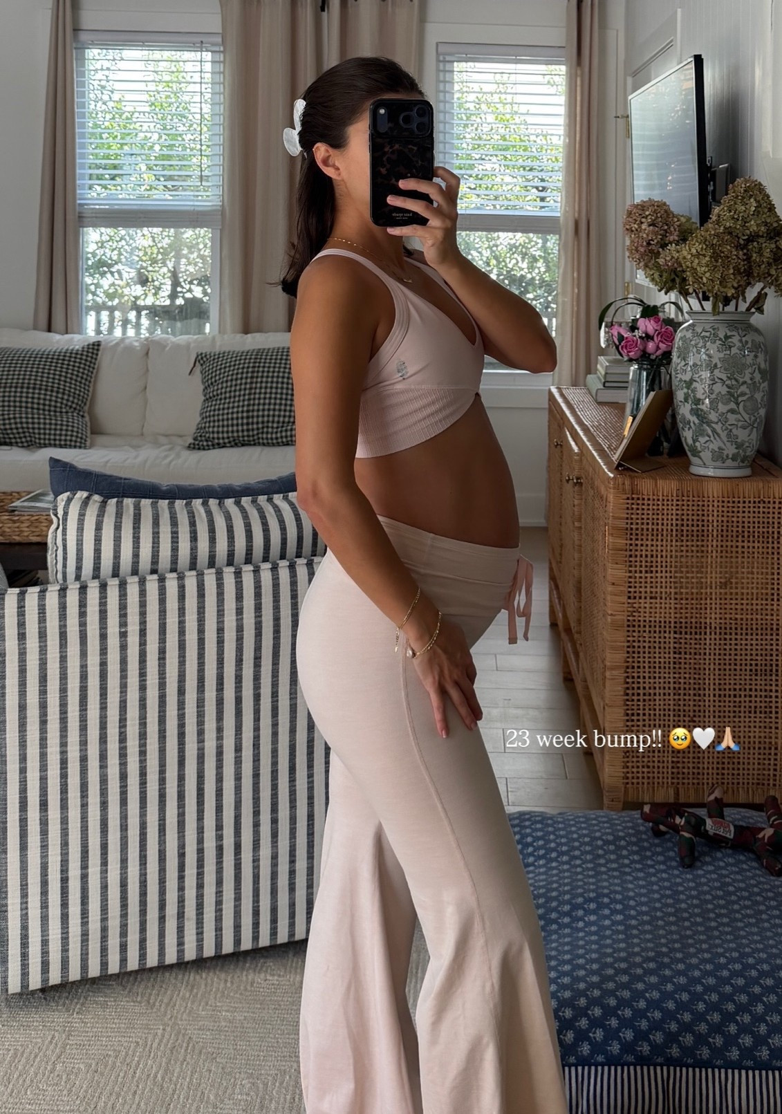 Bump-check at 23 weeks 💕 | set is so comfy from @freepeople, wearing size x-small in top + bottom

#LTKmorningroutine #LTKBump #LTKActive