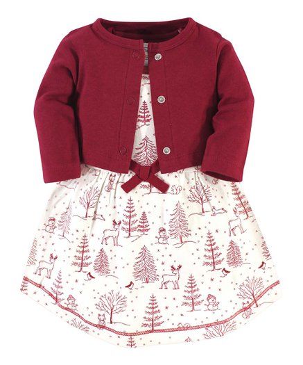 Cream &amp; Red Winter Woodland Long-Sleeve Dress - Newborn, Infant, Toddler &amp; Girls | Zulily