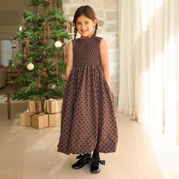 Mini Vienna Bubble Dress, Black/Brown Polka Dot | Albion Fit