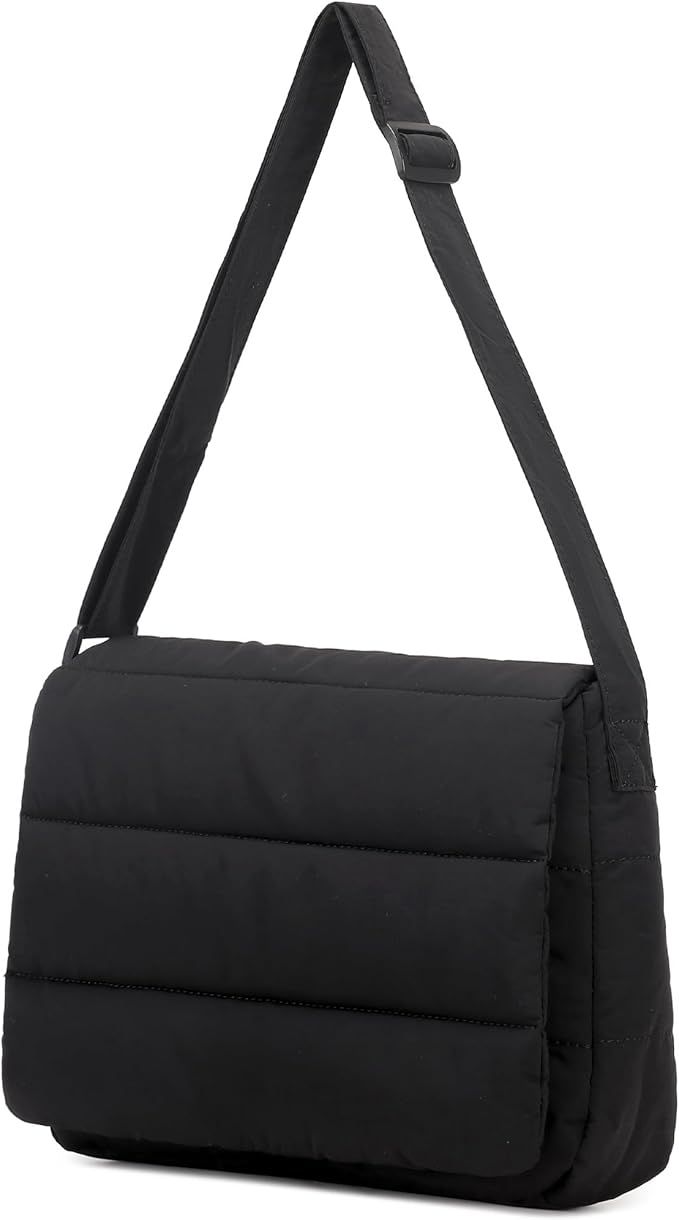 Makukke Puffer Shoulder Bag Nylon Padded Quilted Crossbody Tote Bag Lightweight Puffy Messenger B... | Amazon (US)