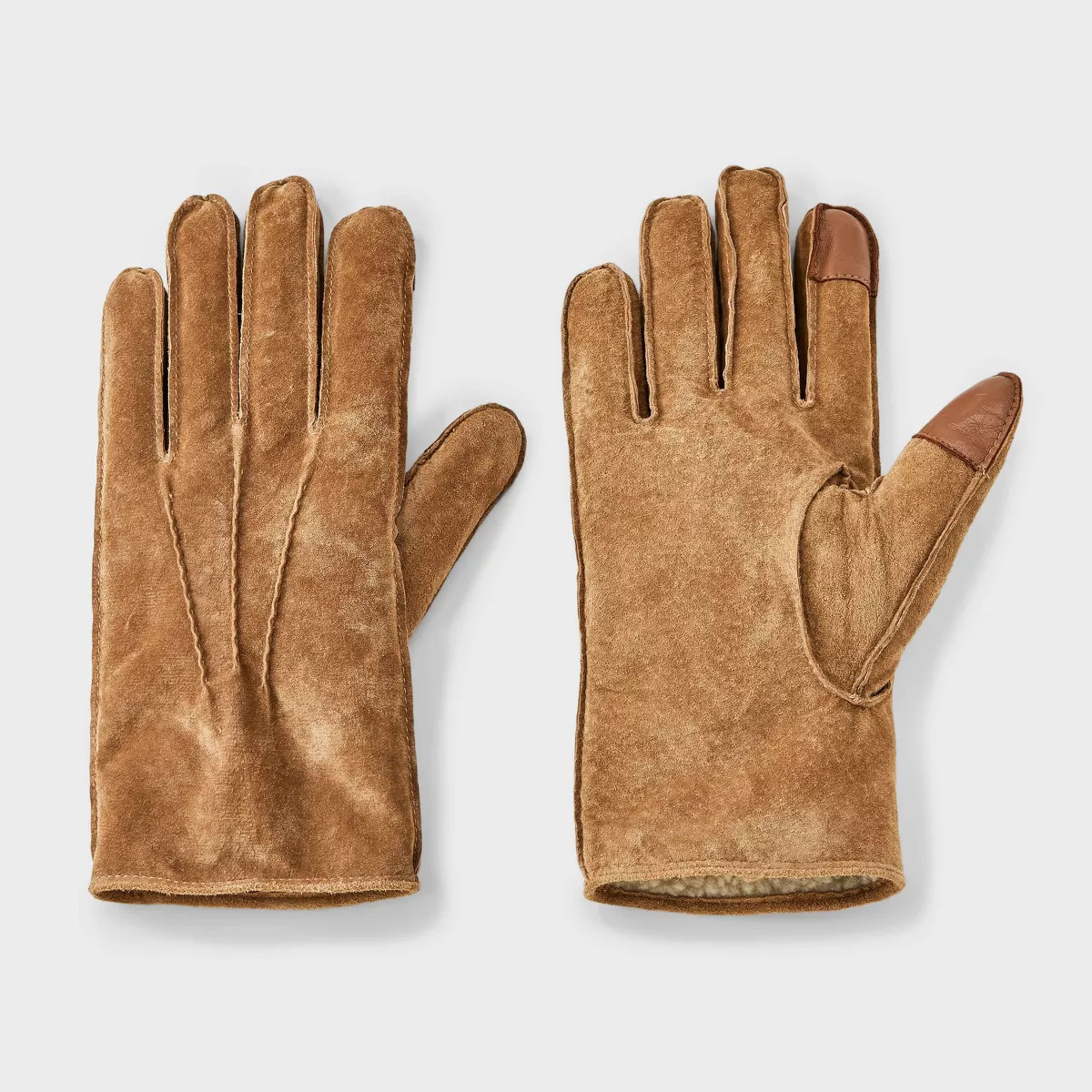 Men's Faux Shearling Suede Gloves - Goodfellow & Co™ Tan | Target