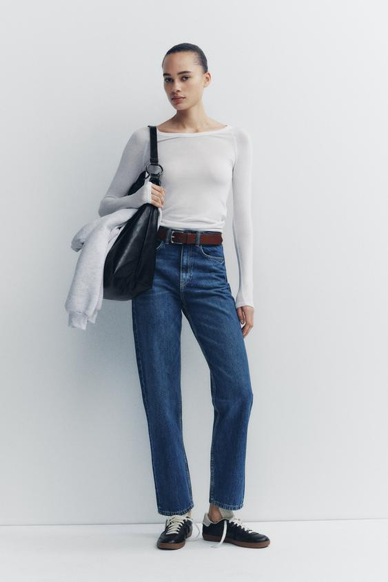 HIGH-WAISTED TRF MOM FIT JEANS | Zara US