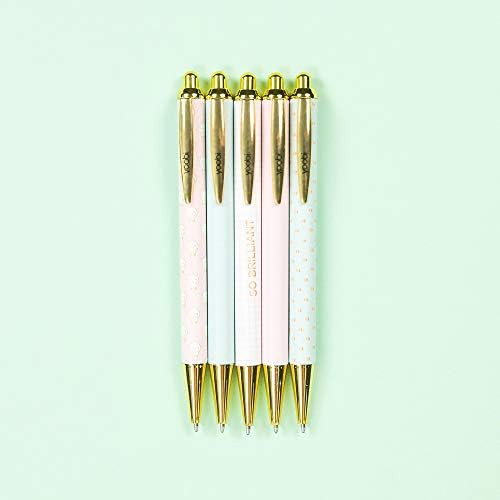 Yoobi | Retractable Ballpoint Pen Set | Black Ink | 2 Packs of 5 Ballpoint Pens with Pink, Teal, and | Amazon (US)