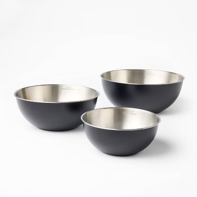 3pc (5qt, 3qt & 1.5qt) Stainless Steel Non-Slip Mixing Bowls (no lids) - Figmint™ | Target