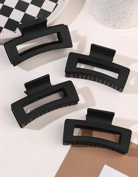 Amazon.com: Large Rectangle Hair Claw Clips, Matte Black, 4 Piece Set : Beauty & Personal Care | Amazon (US)
