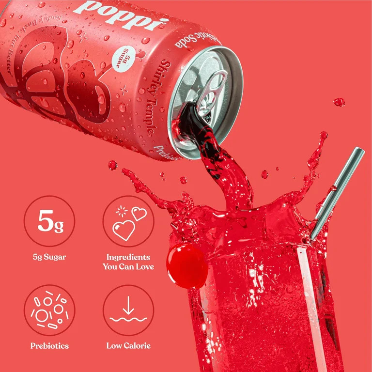 Poppi Shirley Temple Prebiotic Soda, 12 oz, 12 pack cans | Walmart (US)