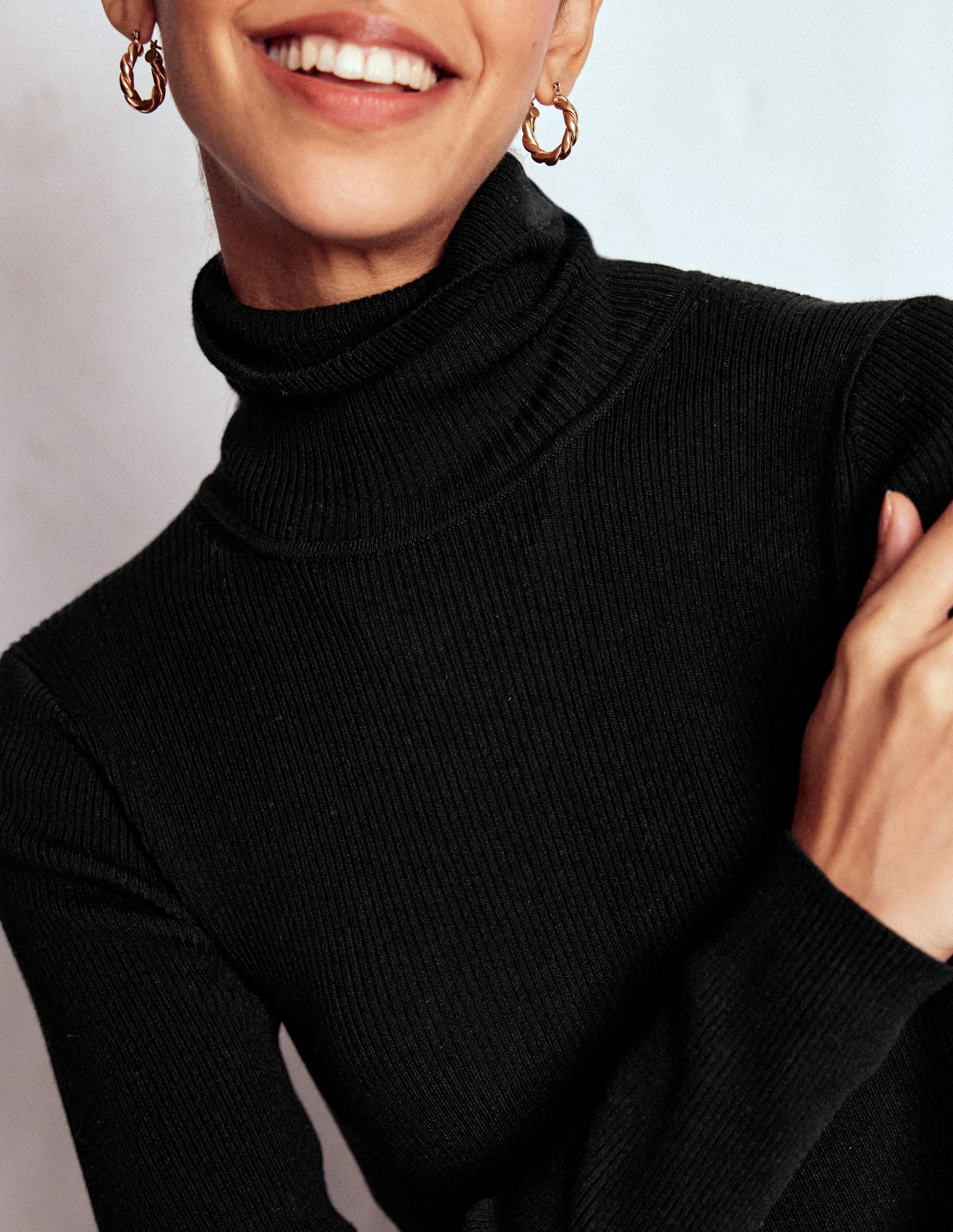 Emilia Roll Neck Sweater-Black | Boden (US)