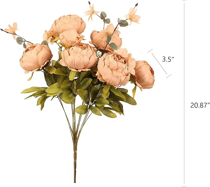 Duovlo Artificial Peony Silk Flowers Fake Flowers Vintage Wedding Home Decoration,Pack of 1 (Dark... | Amazon (US)