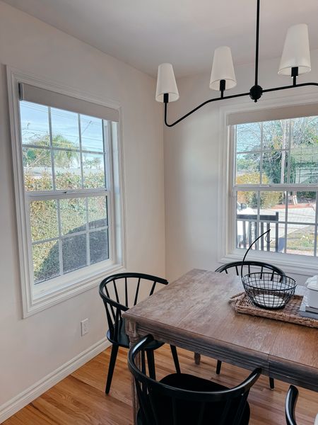 Our dining room • dining room light, light fixture, chandelier, pendant lighting, dining chairs, black chairs • 

#LTKhome