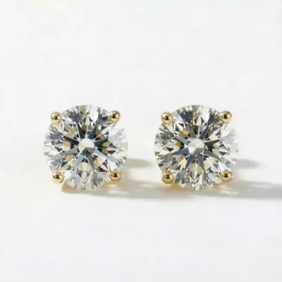 Bliss Diamond 1 1/2ct tw Lab Grown Round Cut Diamond Studs 14k Gold Earrings in 14K Yellow Gold at Nordstrom | Nordstrom