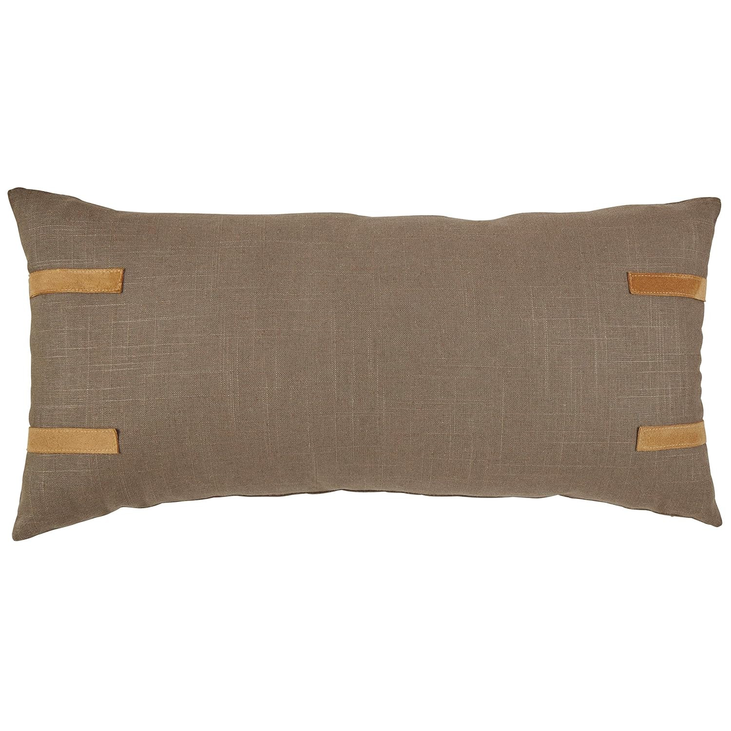 Stone & Beam Industrial Leather Detail Throw Pillow - 24 x 12 Inch, Truffle with Ambra | Amazon (US)