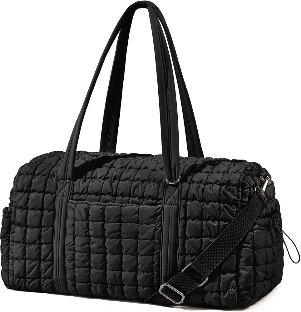 Quilted Travel Duffle Bag for Women Weekender Bag Large Puffer Overnight Bags Soft Puffy Duffel B... | Amazon (US)