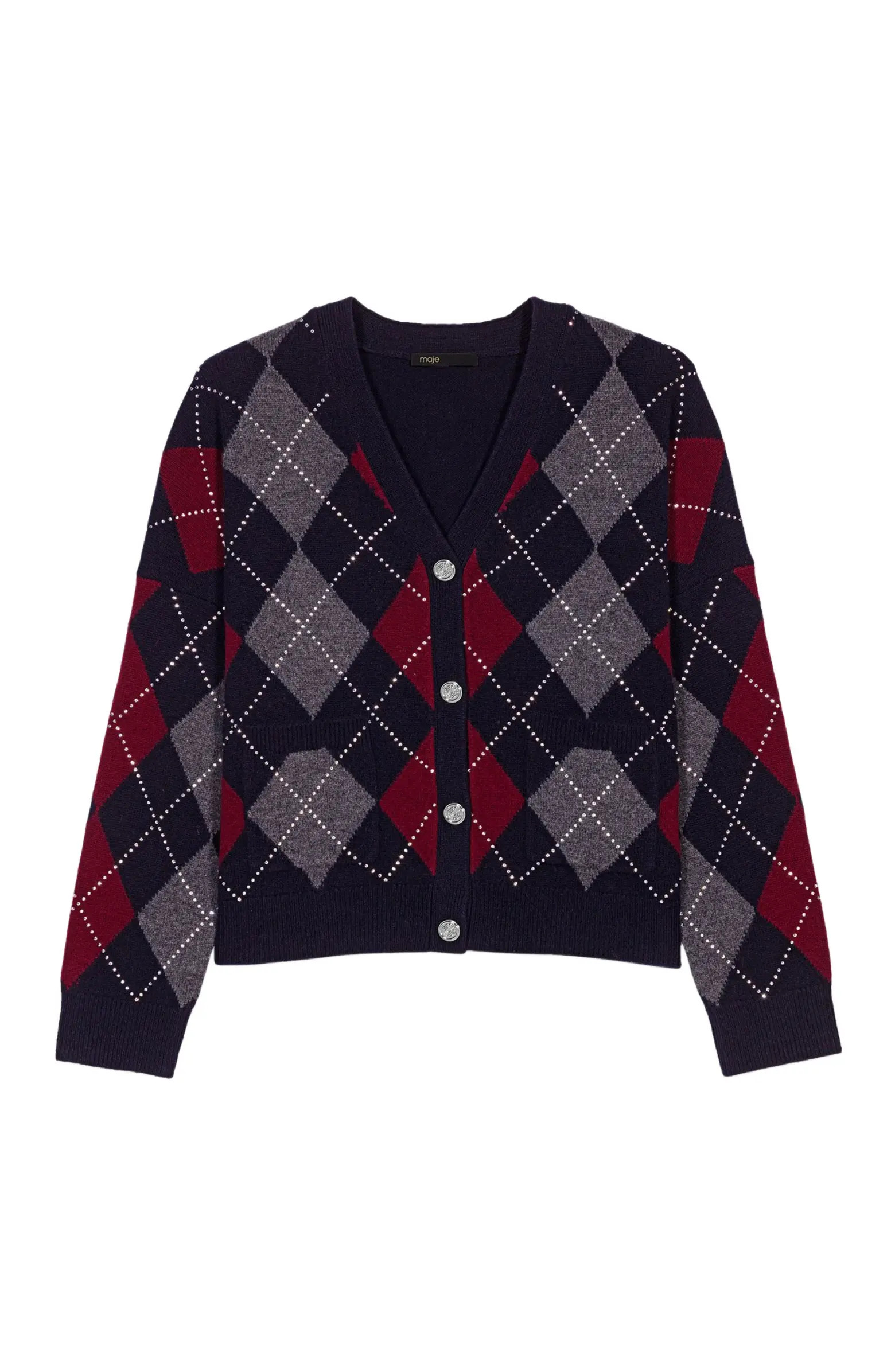 maje Cropped argyle pattern cardigan | Nordstrom | Nordstrom