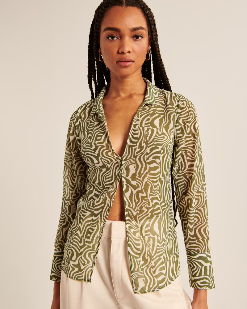 Long-Sleeve Sheer Shirt | Abercrombie & Fitch (US)