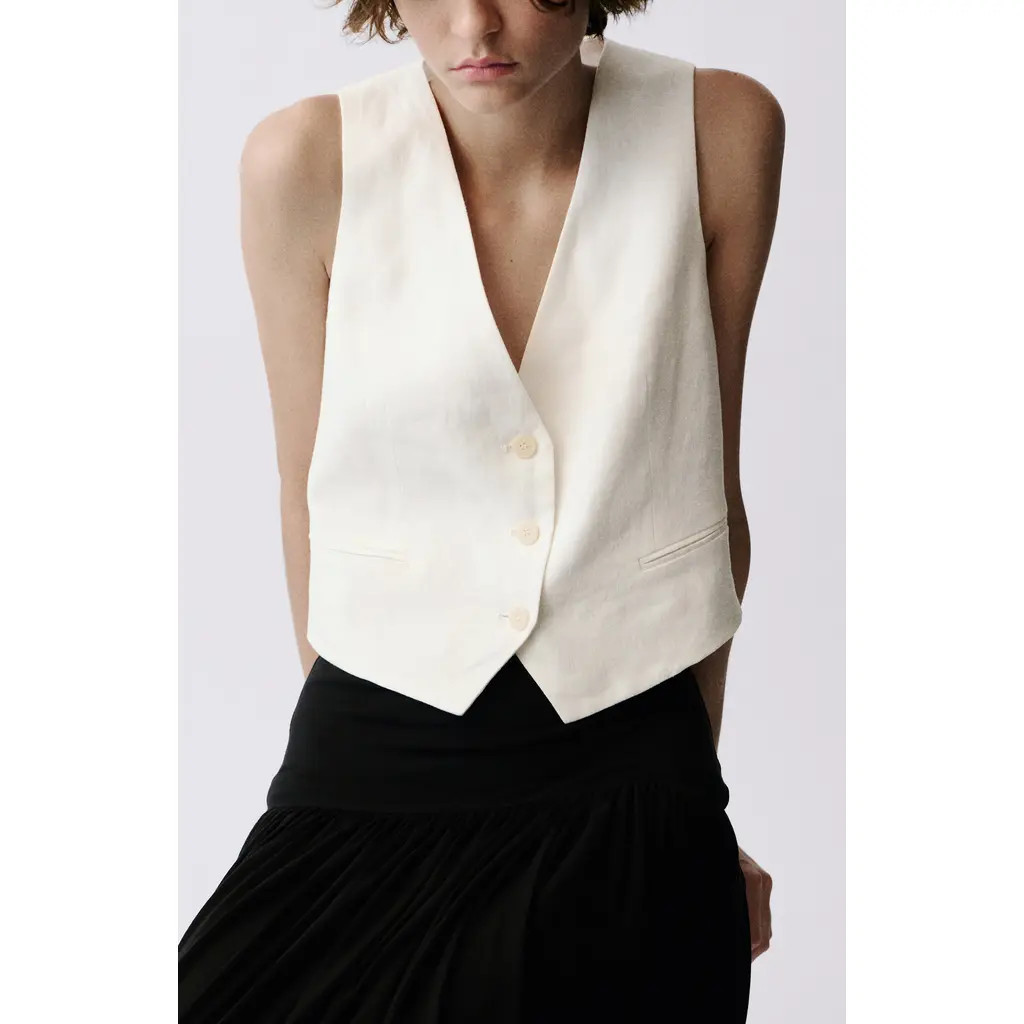 MANGO Linen Vest in Off White at Nordstrom, Size Xx-Small | Nordstrom