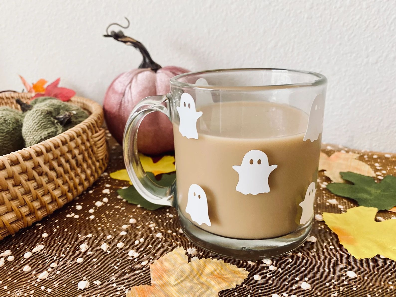 Clear Glass Halloween Coffee Mug Cute Ghosts Glass Coffee - Etsy | Etsy (US)