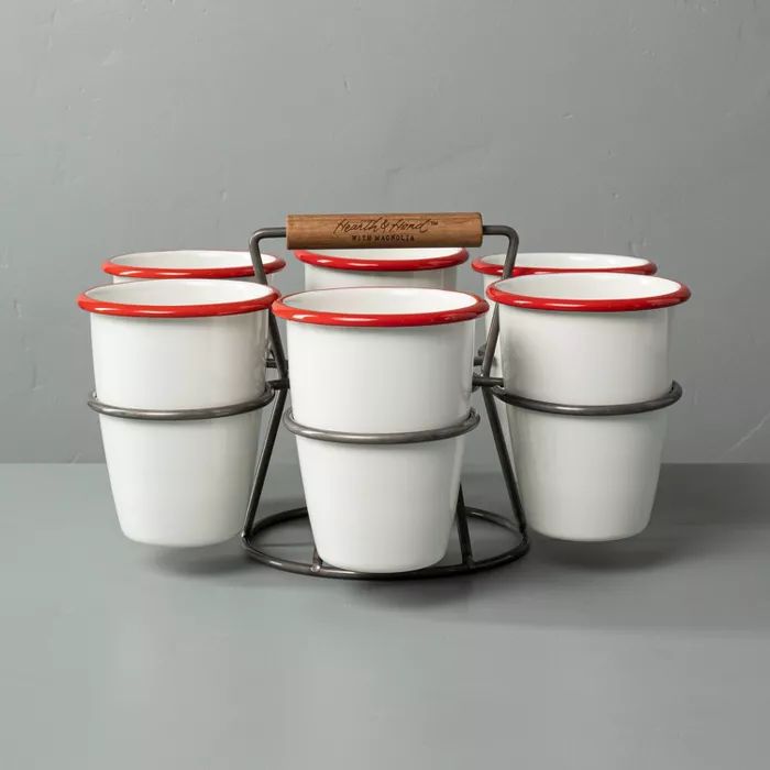 7pc Drink Caddy Set Red/Cream - Hearth & Hand™ with Magnolia | Target