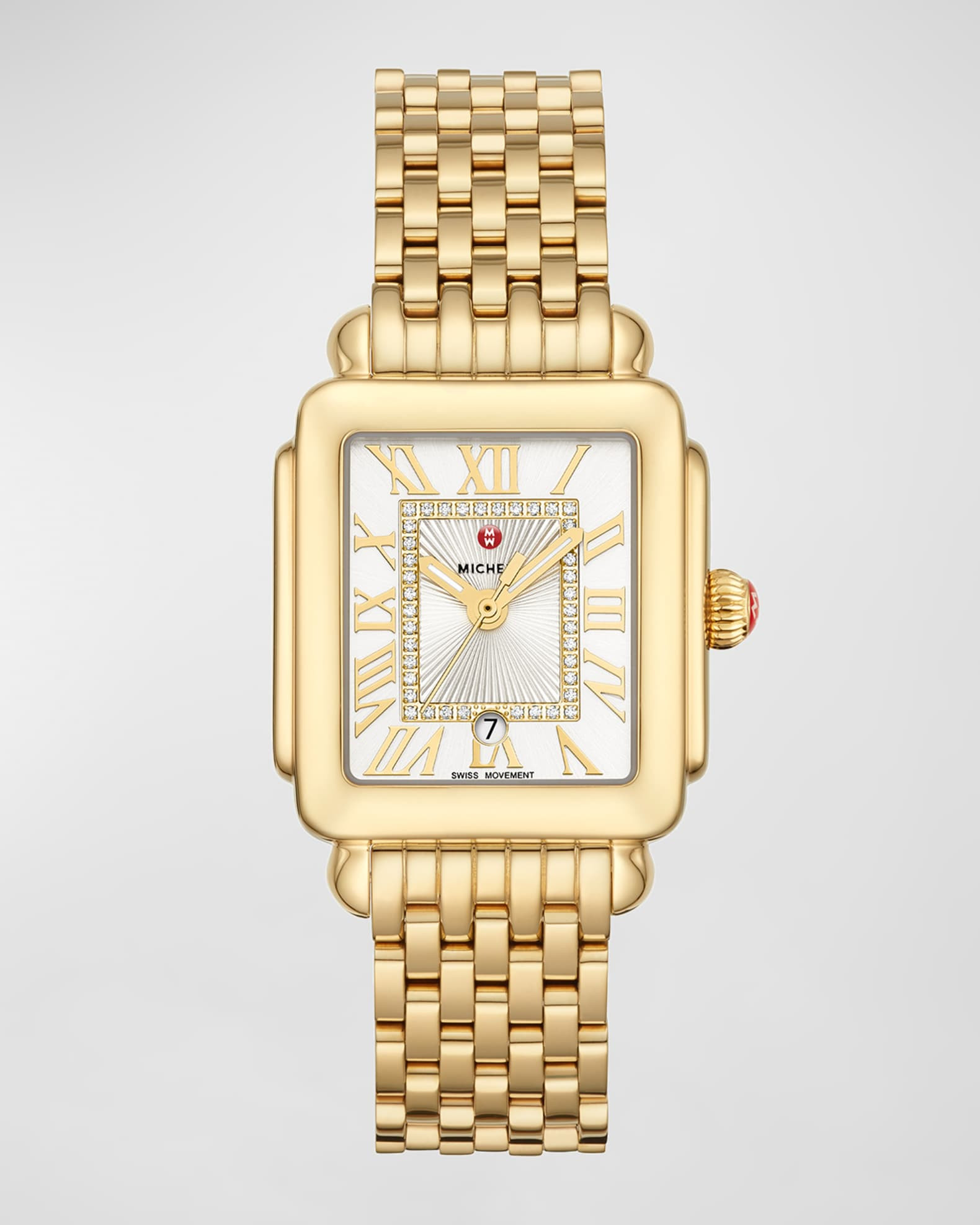 Deco Madison Mid Diamond-Dial Watch, Yellow | Neiman Marcus