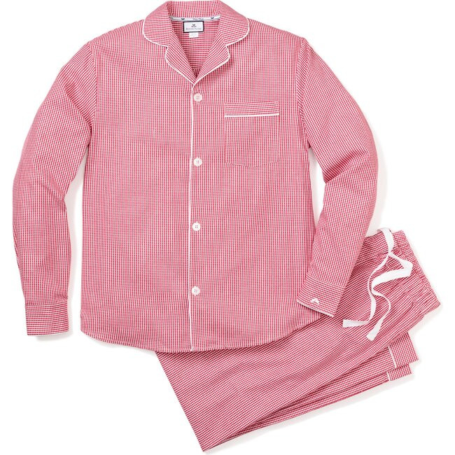 Petite Plume | Men's Flannel Pajama Set, Red Mini Gingham (Multicolor, Size X-Small) | Maisonette | Maisonette