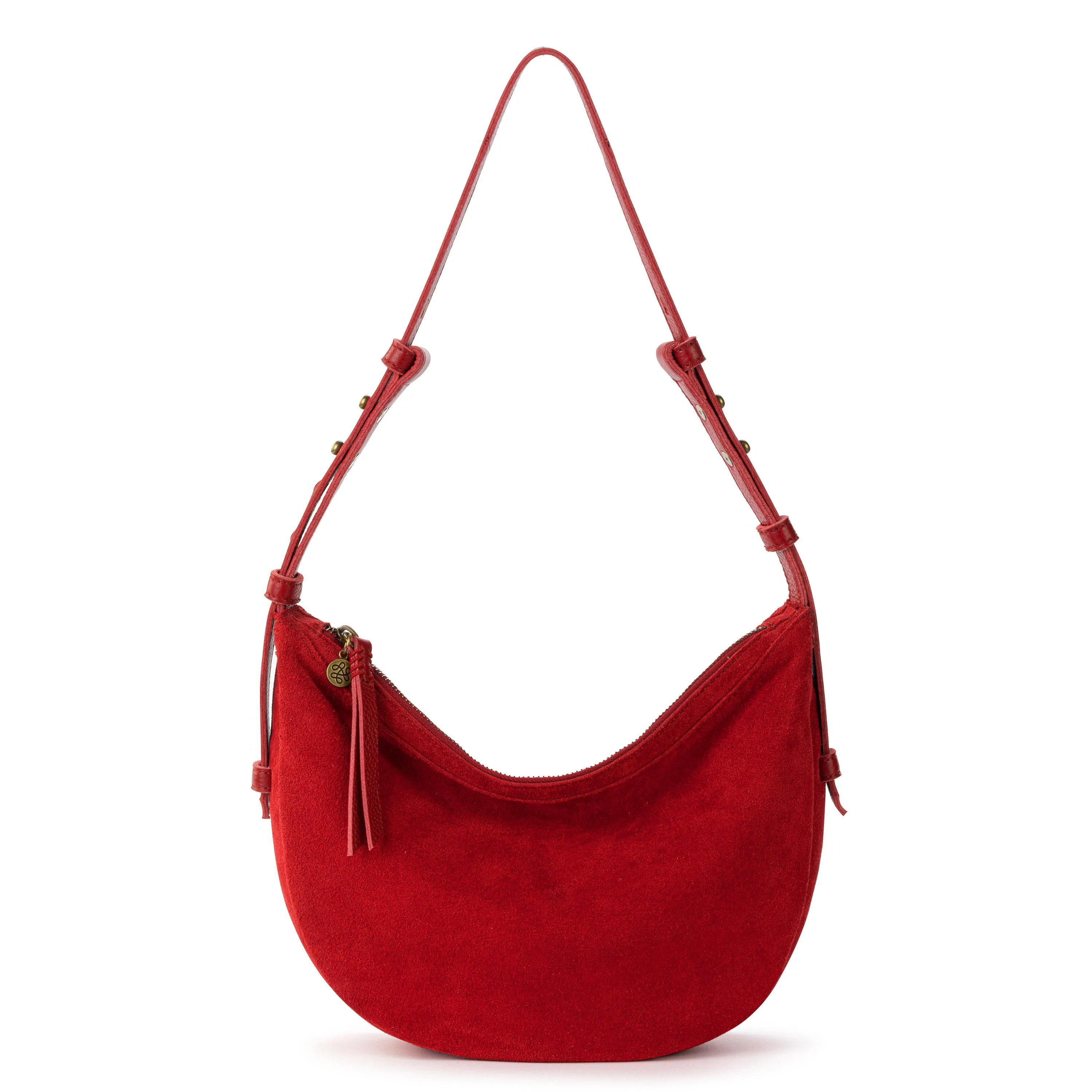 Tess Shoulder Bag in Scarlet Suede | The Sak