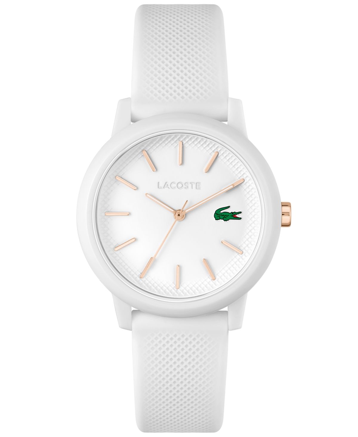 Lacoste Women's L.12.12 White Silicone Strap Watch 36mm Women's Shoes | Macys (US)