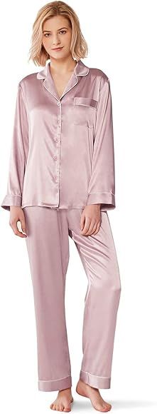 SIORO Silk Satin Pajamas Women, Long Sleeve Silk Pjs for Women Set, Two-piece Button-Down Sleepwe... | Amazon (US)