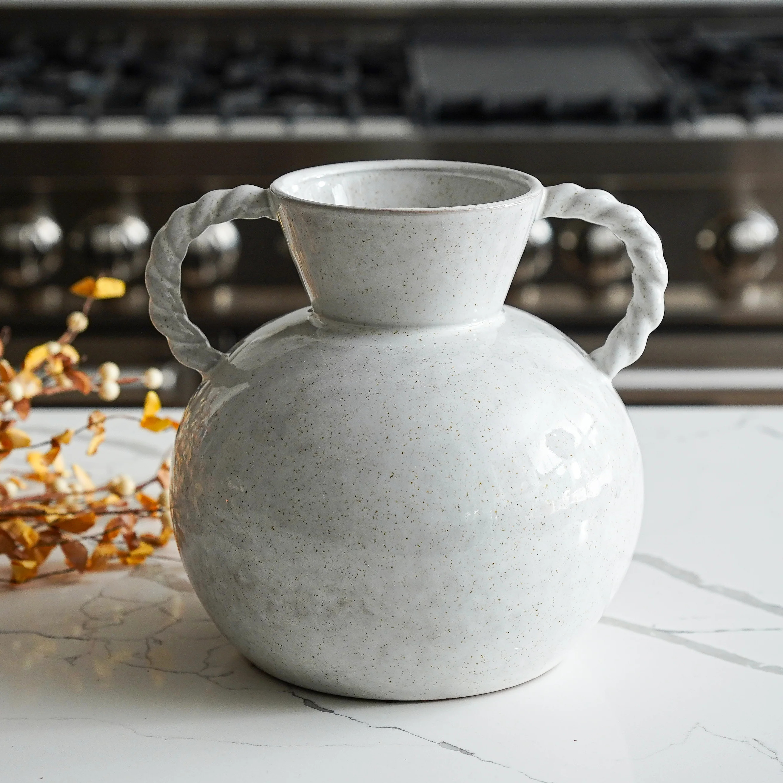 Twisted Handle Stoneware Vase | MJHome