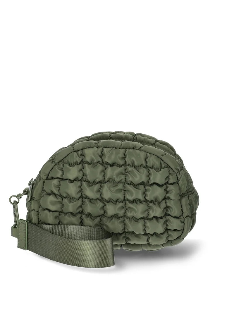 No Boundaries Women's Quilted Pouch Bag Charm, Olive | Walmart (US)
