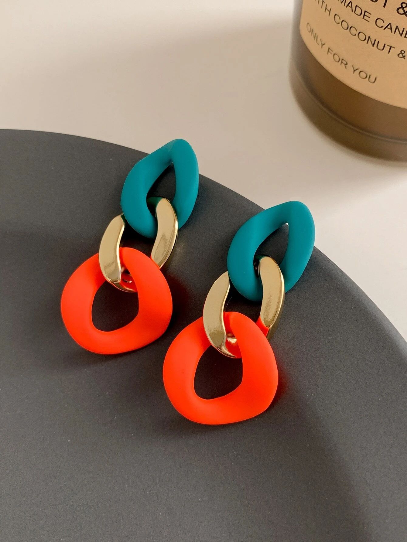 Color Block Chain Drop Earrings | SHEIN