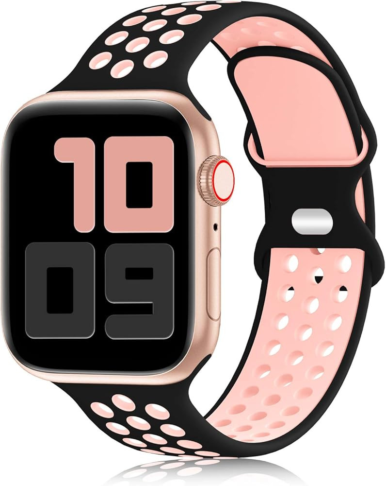 YAXIN Sport Band Compatible for Apple Watch Bands 38mm 40mm 42mm 44mm 41mm 45mm, Breathable Soft Sil | Amazon (US)