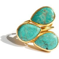 Turquoise Ring With Three Teardrop Stones, Gold Statement Ring, Birthstone Turquoise Jewelry, Big Ring | Etsy (US)