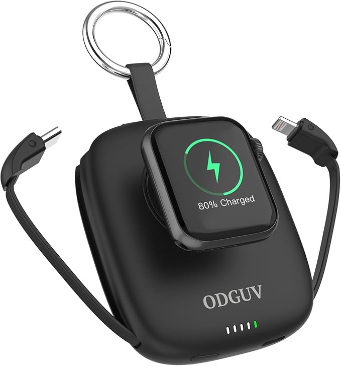 Small Portable Charger 5000mAh,iWatch Wireless Charger Mini Power Bank with Built-in Cable,Travel... | Amazon (US)