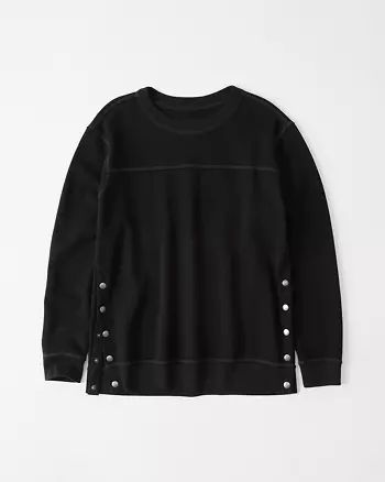 Side-Snap Crewneck Sweatshirt | Abercrombie & Fitch US & UK