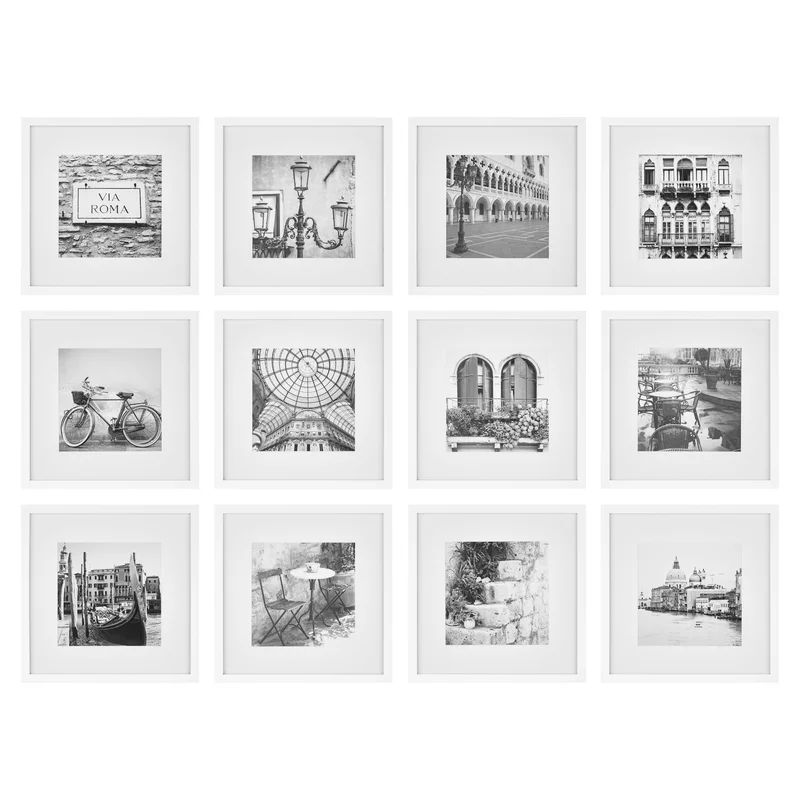 Sotelo 12 Piece 8" x 8" Matte Wood Gallery Wall Frame Set | Wayfair North America