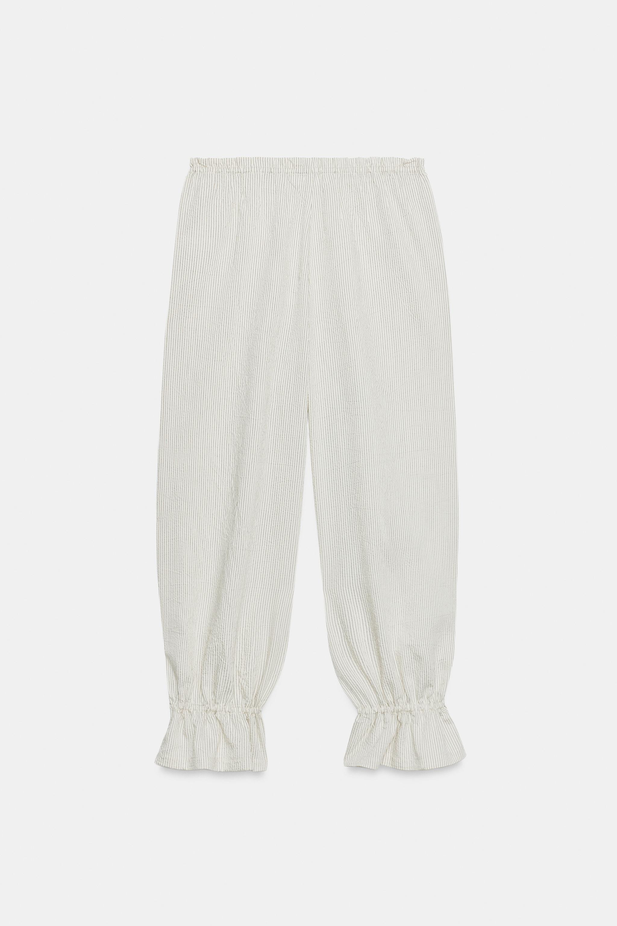 PANTALON BOUFFANT À RAYURES ET NŒUDS | Zara FR