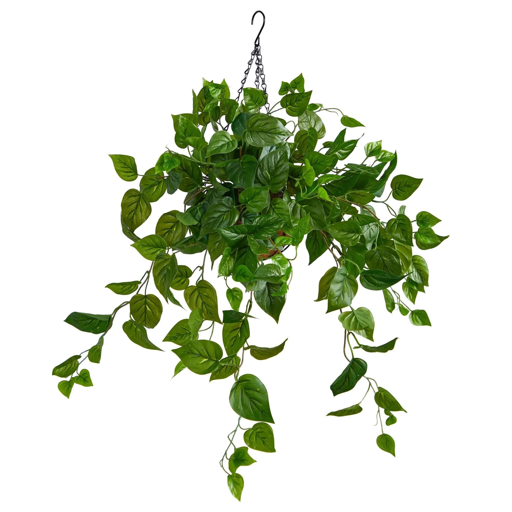 2.5’ Philodendron Artificial Plant in Hanging Basket | Nearly Natural | Nearly Natural