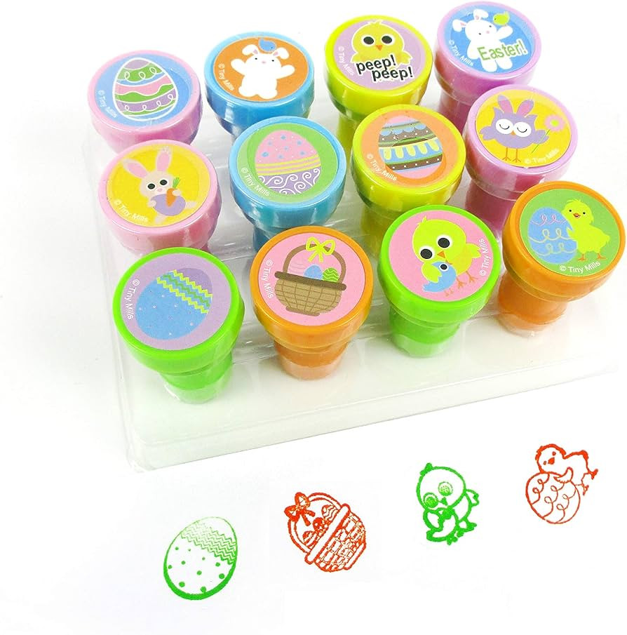 TINYMILLS 12 Pcs Easter Stamp Kit for Kids Self Inking Stamps Gift Easter Basket Filler Easter Hu... | Amazon (US)
