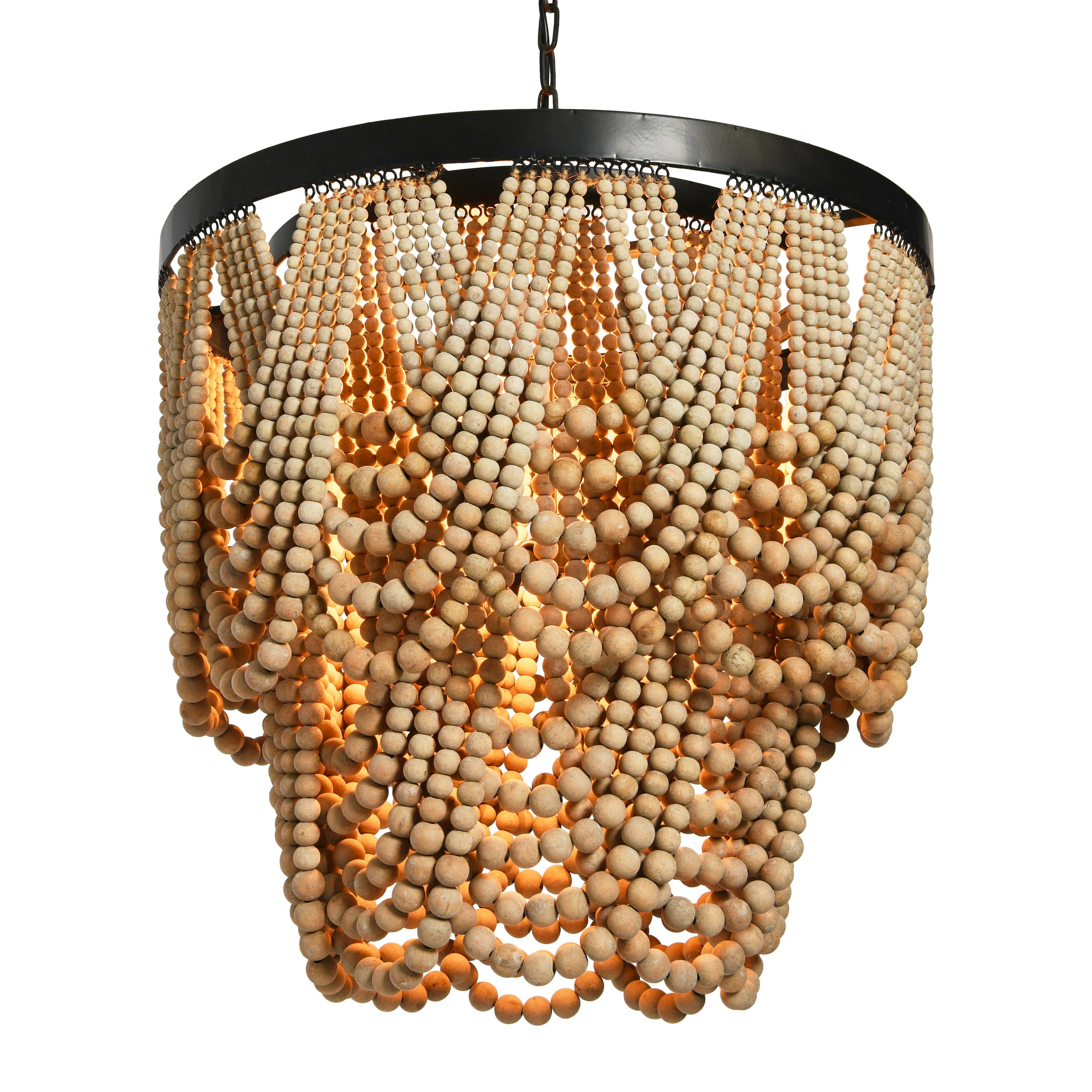 2-Tier Draped Wood Bead Chandelier | Wayfair North America