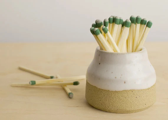 Matchstick Holder - Speckled White Ceramic Matchstick Holder - Ceramic Match Striker - Airplant H... | Etsy (US)