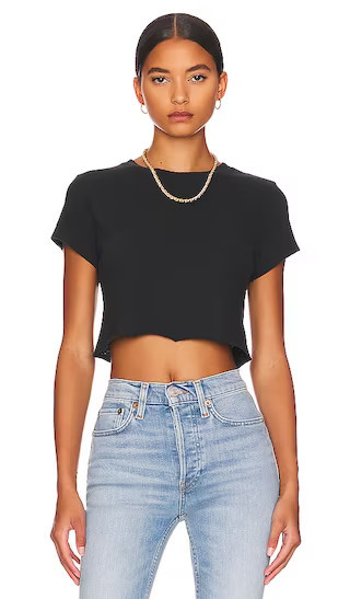 RE/DONE x Hanes Cropped 60's Slim Tee in Black. - size S | Revolve Clothing (Global)