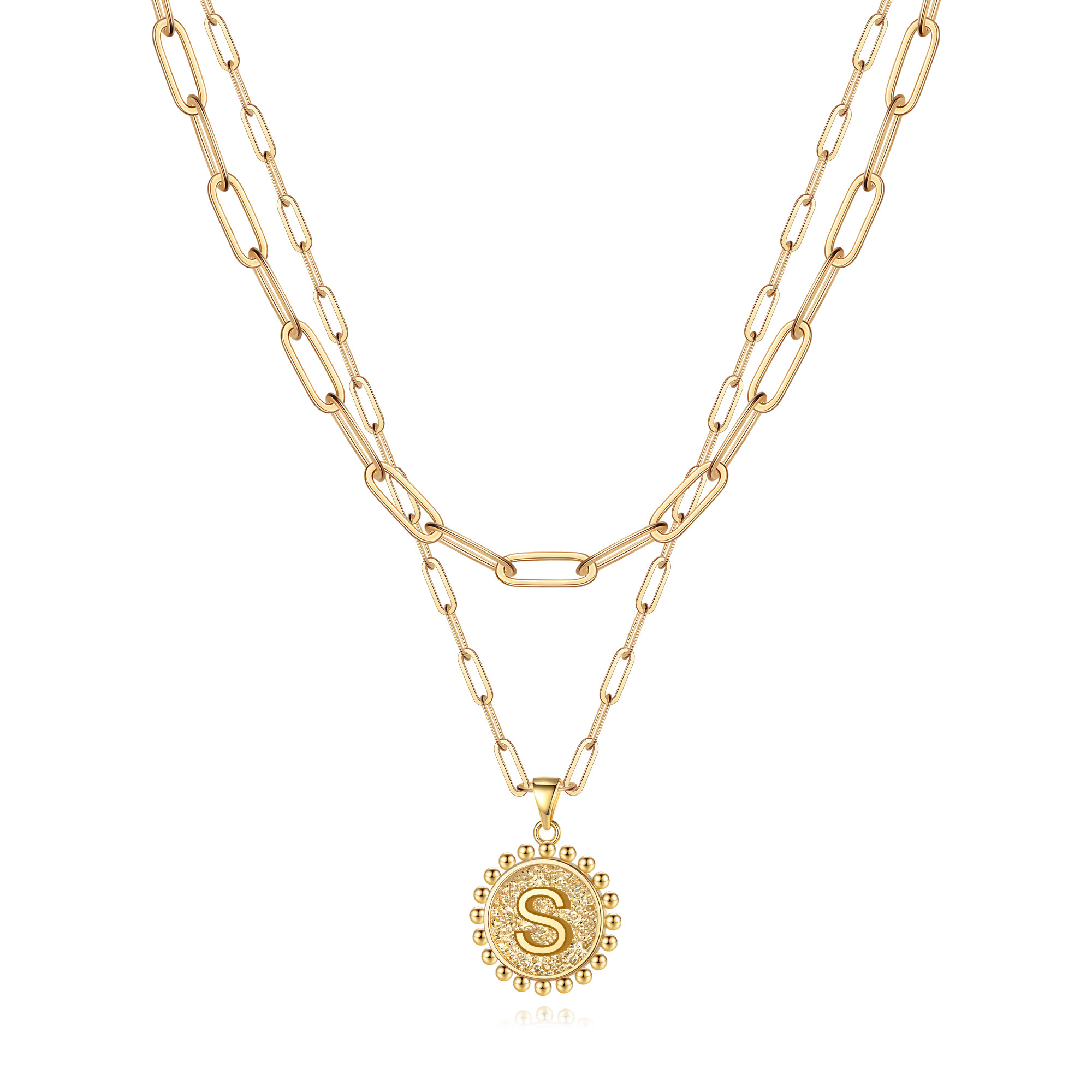 TINGN Layered Initial Necklaces for Women 14K Gold Plated Girls Dainty Layering Paperclip Choker ... | Walmart (US)