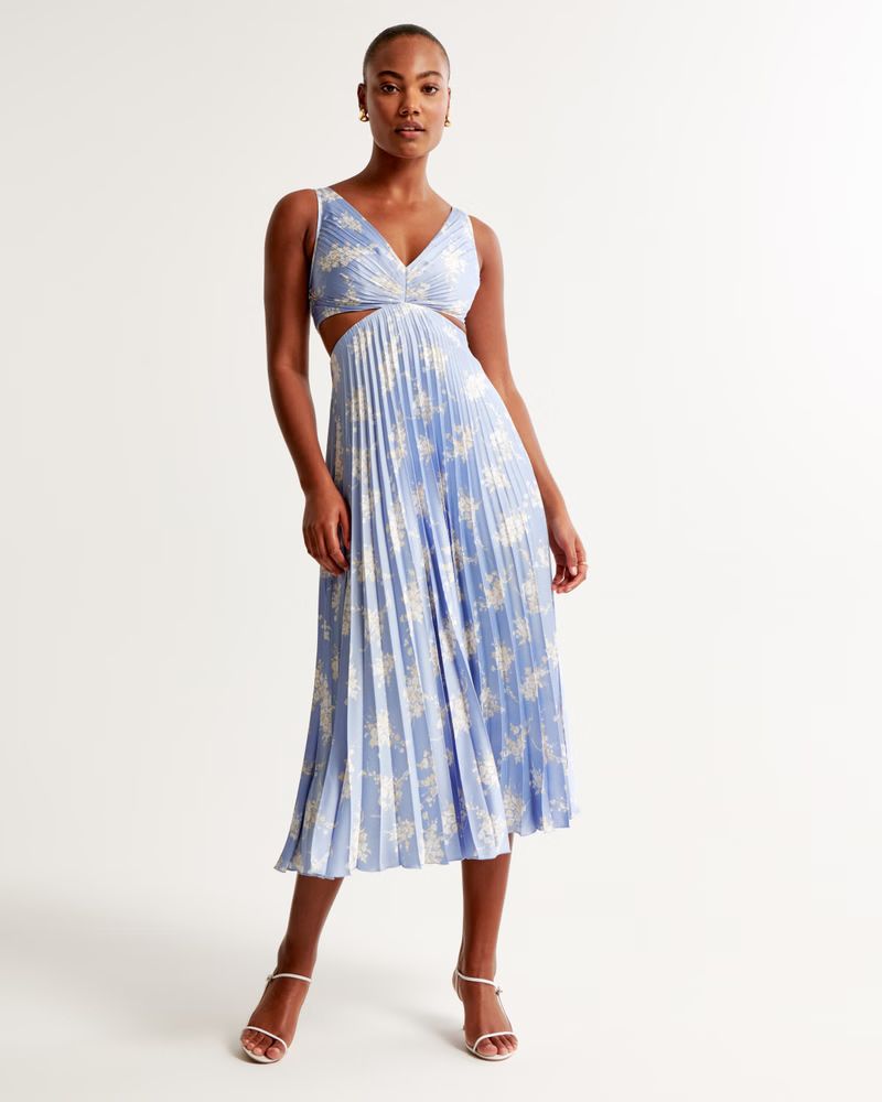 The A&F Giselle Pleated Cutout Maxi Dress | Abercrombie & Fitch (US)