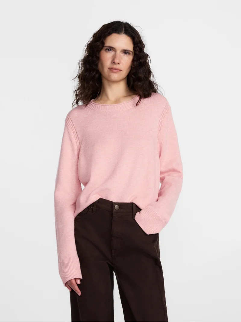Scenario Women's and Women's Plus Cozy Crewneck Sweater with Long Sleeves, Sizes XS-4X | Walmart (US)